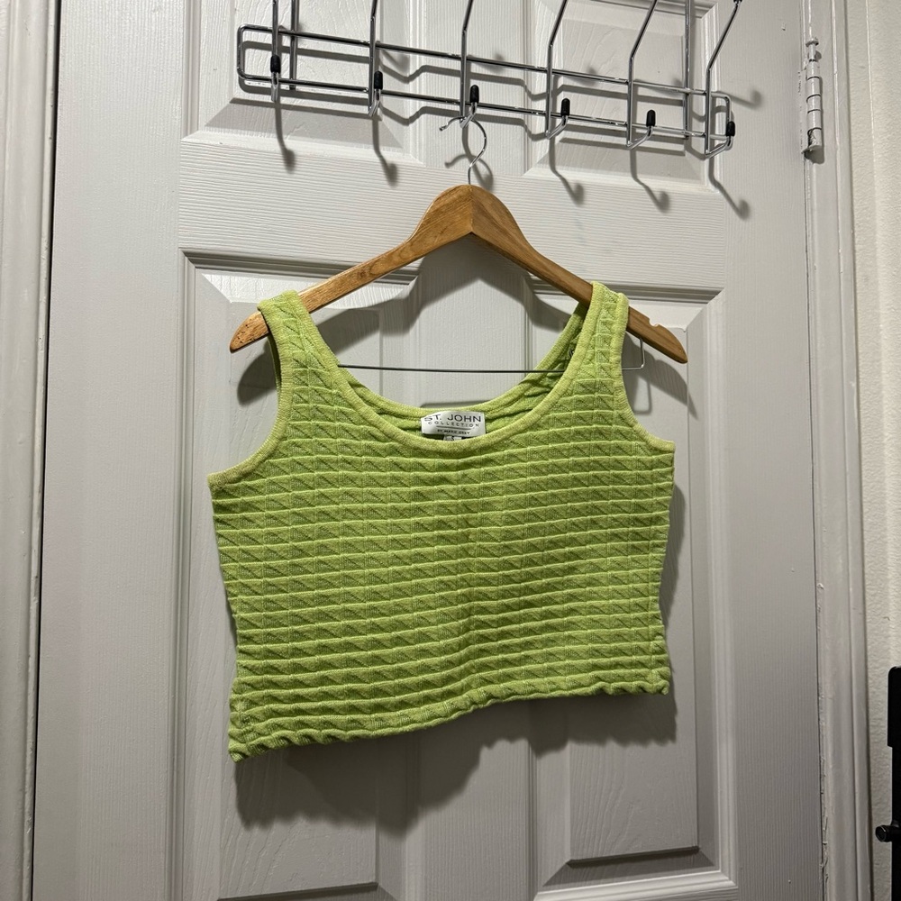 St. John Lime Green Textured Crop Top